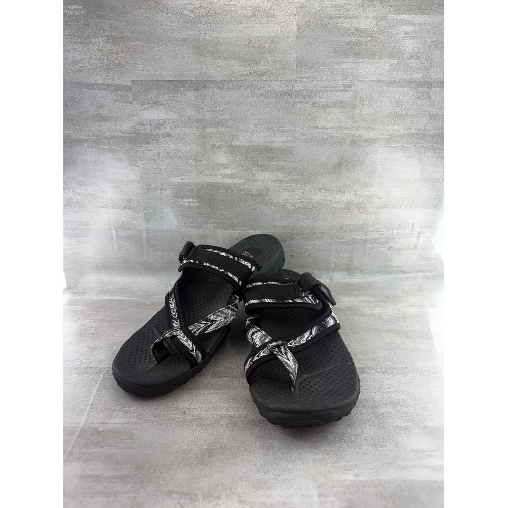 Skechers Outdoor Lifestyle Black White Strappy Sandals Women Sz 8 SN 40974 BKW